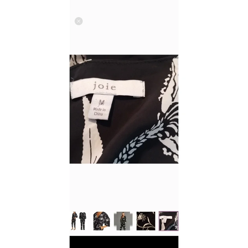 Joie Shaila Floral Balloon‎ Sleeve Jumpsuit Black Silk Womens M Casual Formal